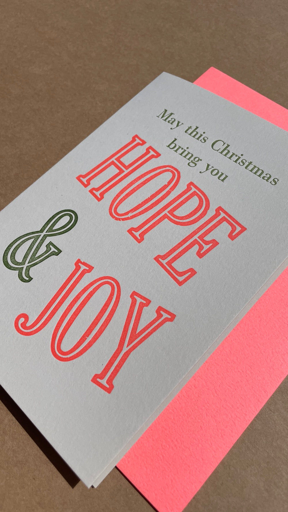 Close up of Hope and Joy Christmas card