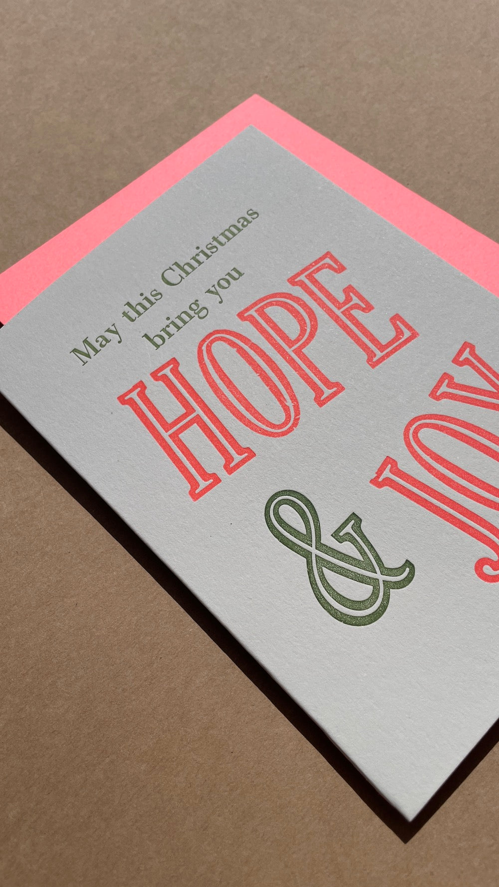 Close up of Hope and Joy Christmas card