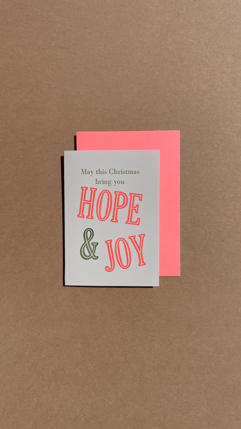 Portrait view of Hope and Joy Christmas card
