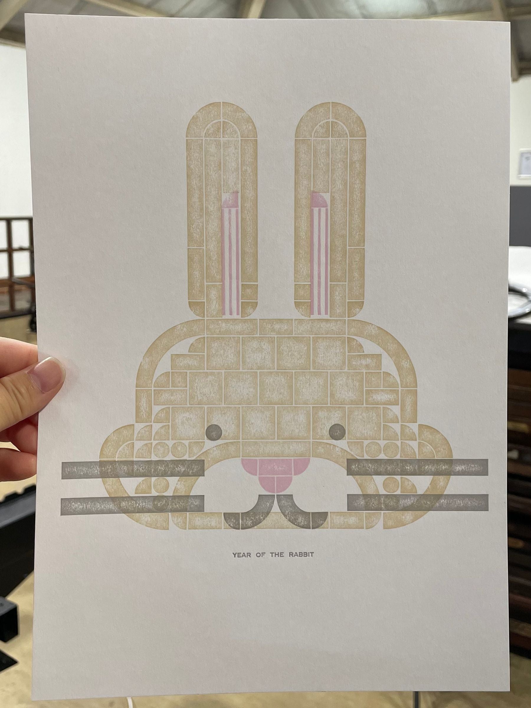 Year of the Rabbit Art Print modelled