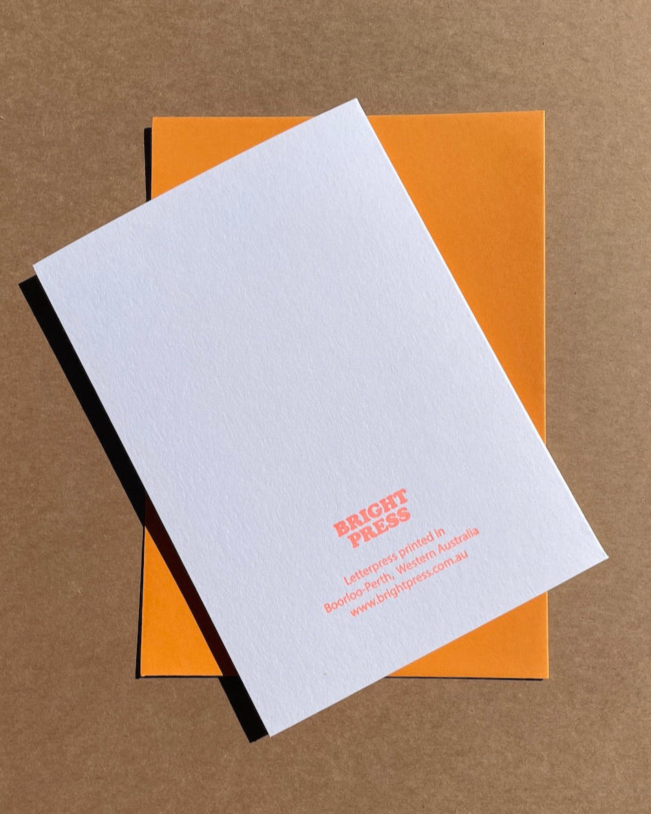 The back of the card with Bright Press' branding.