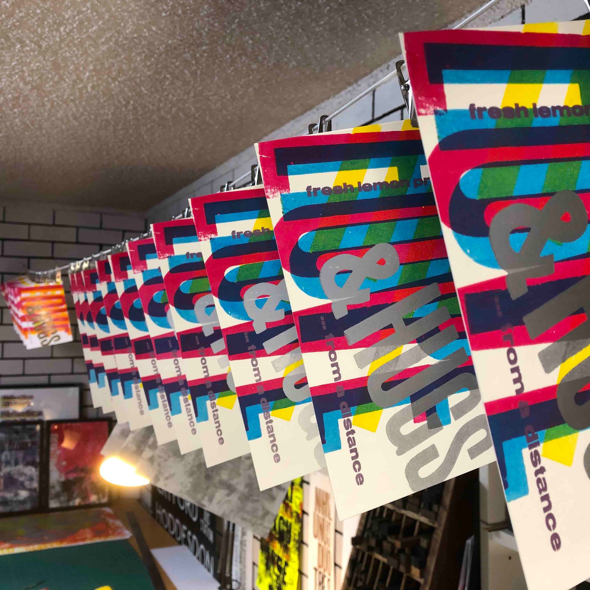 Phil Gambrill's 2020 print exchange prints drying on the drying line.