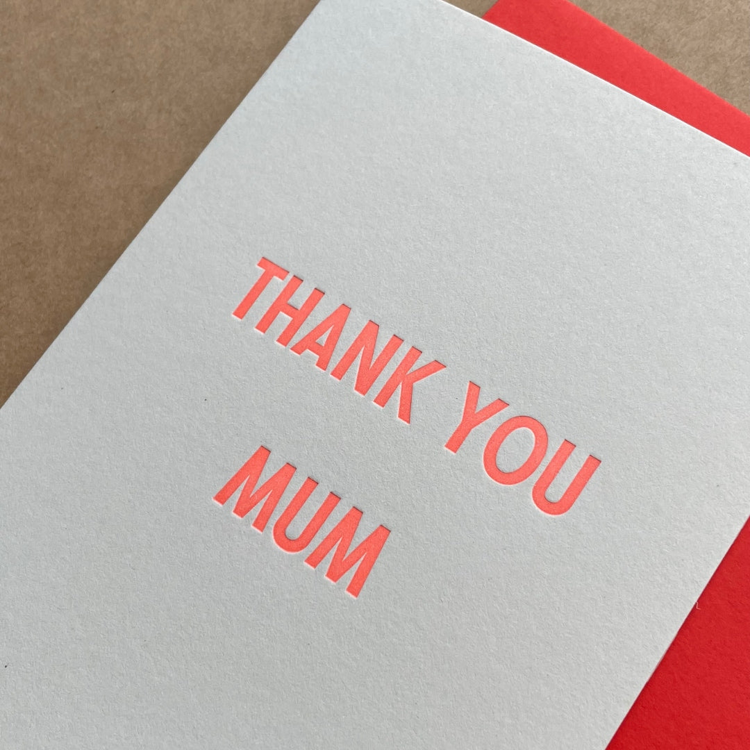 Closeup of Thank You Mum card