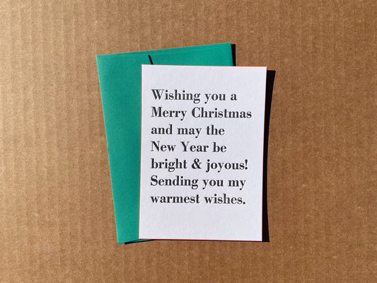 Wishing You A Merry Christmas Letterpress Notecard